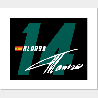 Fernando Alonso 14 Signature Number Posters and Art